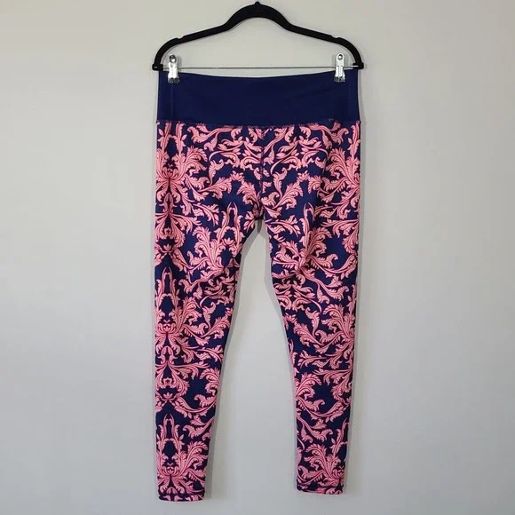 Stylish Pink and Blue Patterned Women's Leggings - Picture 7 of 10